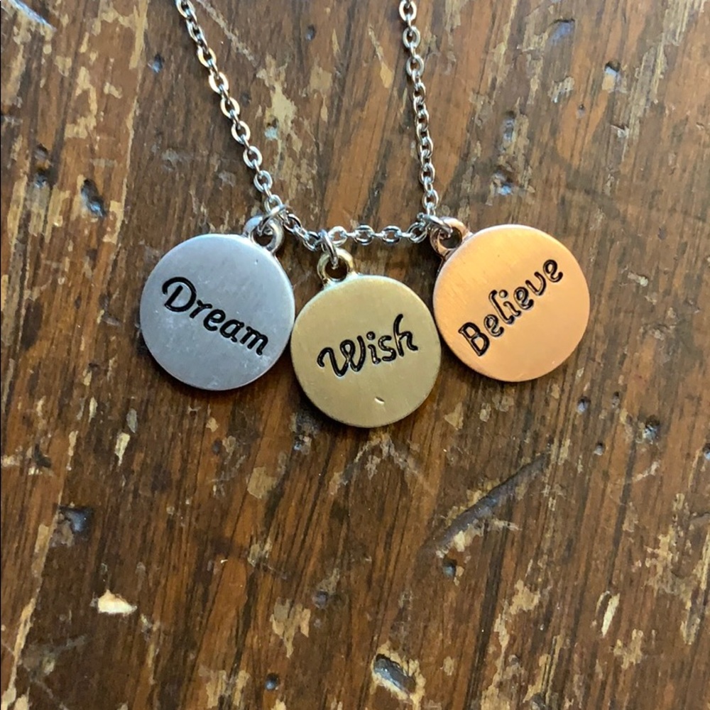 Dream, Wish, Believe 3 Charm Necklace